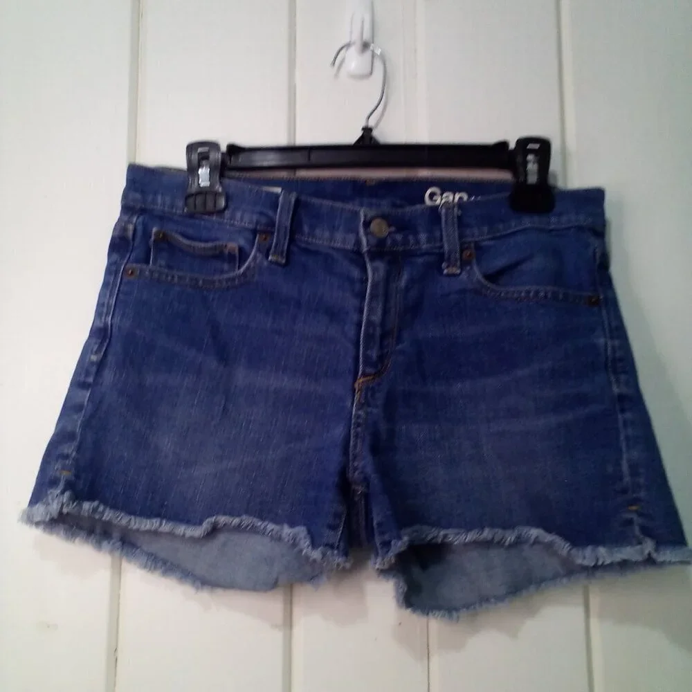Gap Authentic Summer Short Women 27 Raw Hem Denim Blue